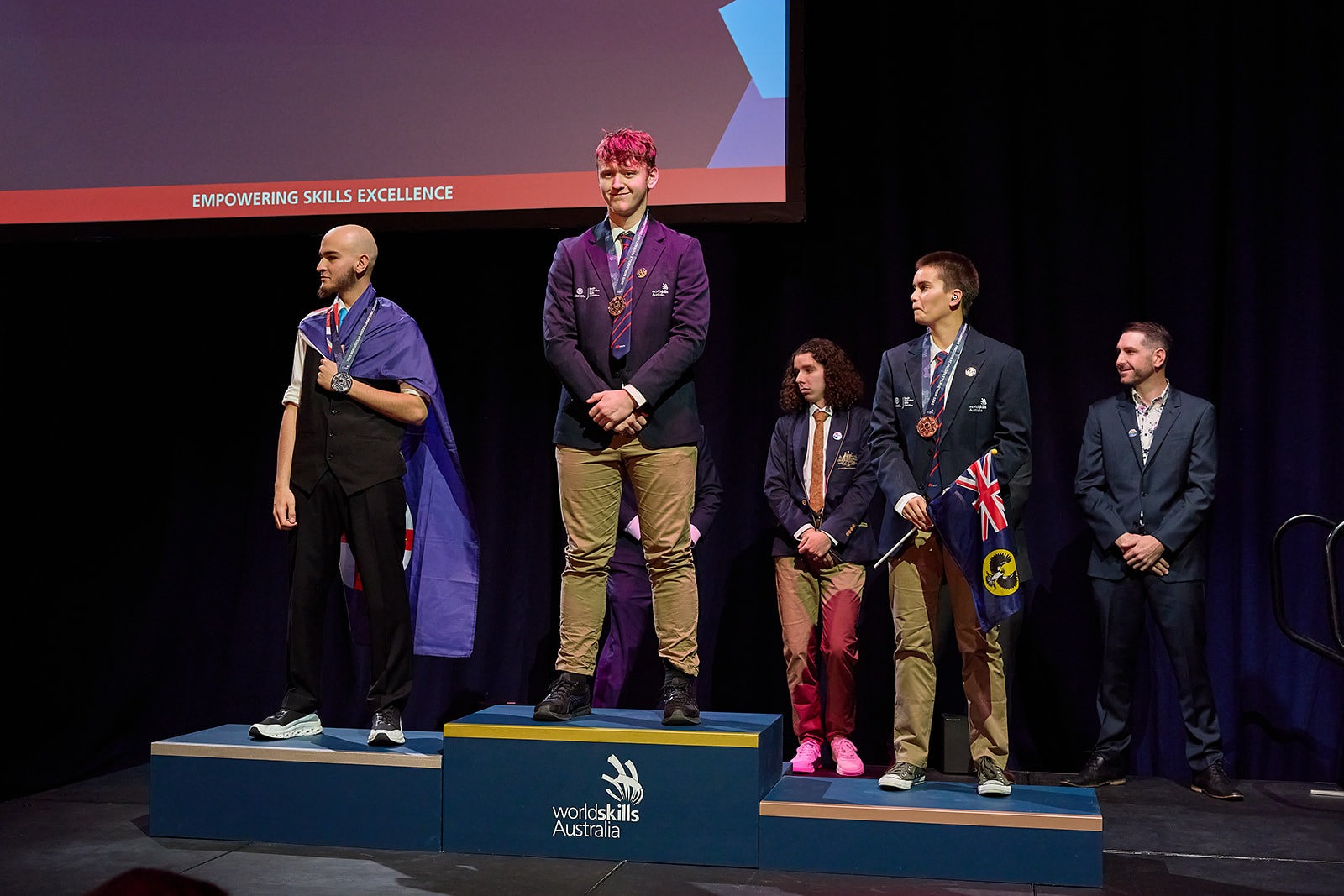 On stage AR Welding VE Tis Andrew Sherman Jade Woonton